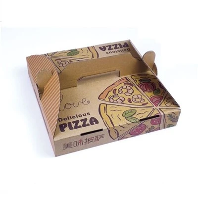 Skladacia kartónová krabica na pizzu s rýchlym občerstvením s rúčkou